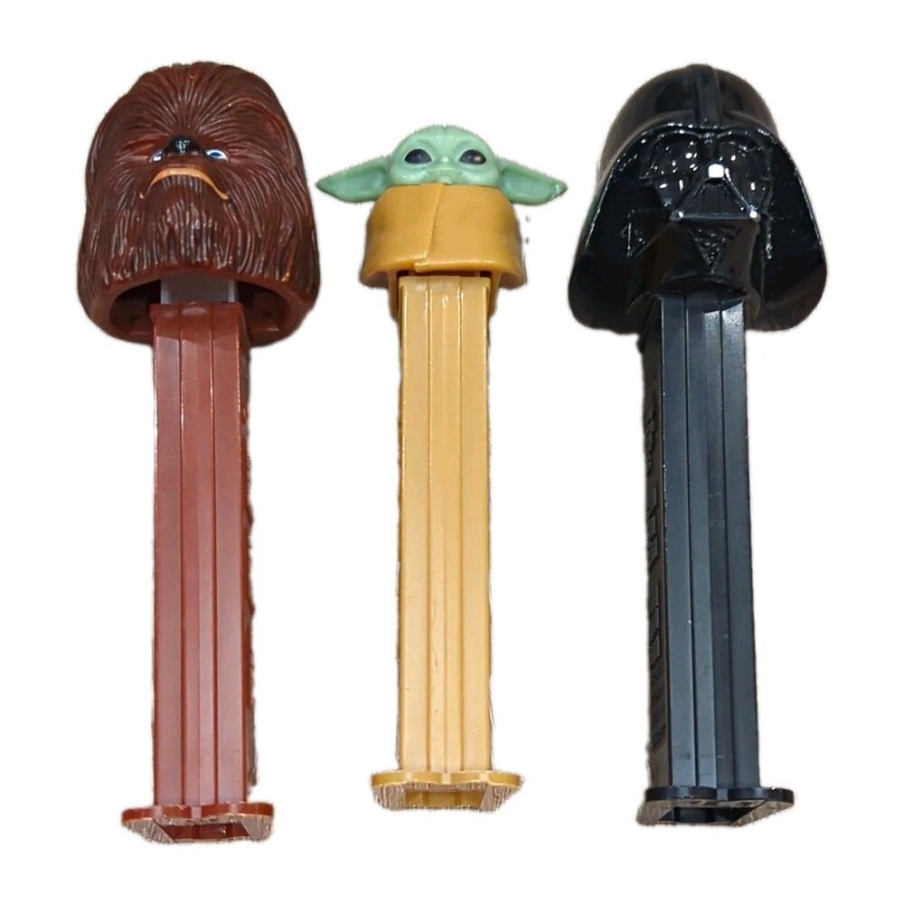 Star Wars PEZ Dispensers Lot of 3 Chewbacca Grogu Yoda Darth Vader